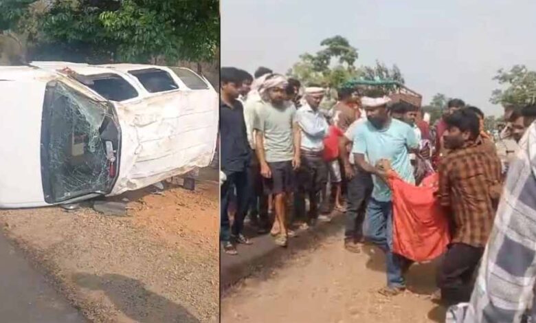 खमतरा-गांव-के-पास-दर्दनाक-सड़क-हादसा,-तेज-रफ्तार-कार-अनियंत्रित-होकर-पलटी,-तीन-महिलाओं-की-मौके-पर-मौत