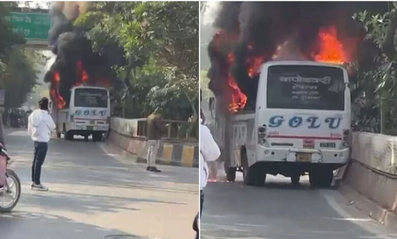 इंदौर में वाहन टकराने के बाद शुक्ला ब्रदर्स की बस में आग, यात्री सुरक्षित, फायर ब्रिगेड ने पाया काबू