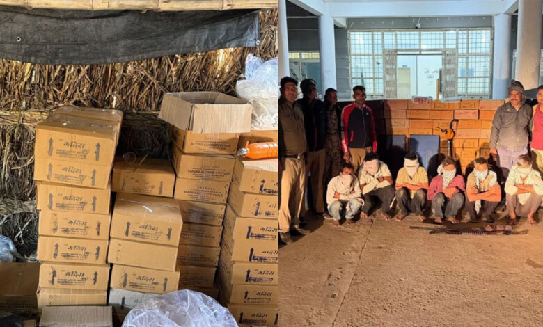 मुरैना-में-नकली-शराब-प्लांट-का-भंडाफोड़,-600-लीटर-स्प्रिट,-राइफल-और-चार-कारतूस-बरामद